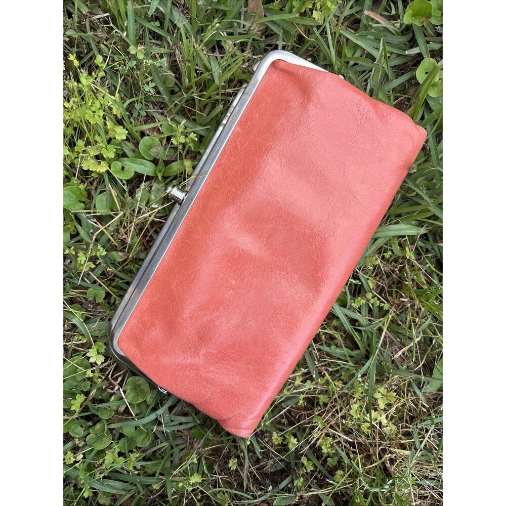 Hobo International Lauren Double Frame Leather Clutch Wallet, Coral - Picture 5 of 8